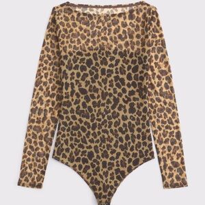 Leopard Print Long Sleeve Mesh Bodysuit